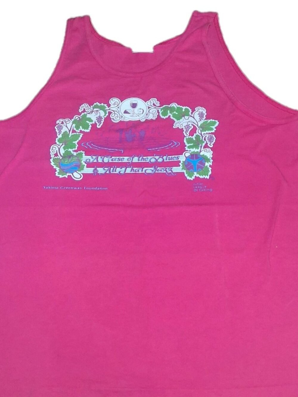 Vintage 90s Oneita Blues Graphic Tank Top Pink Mens L USA